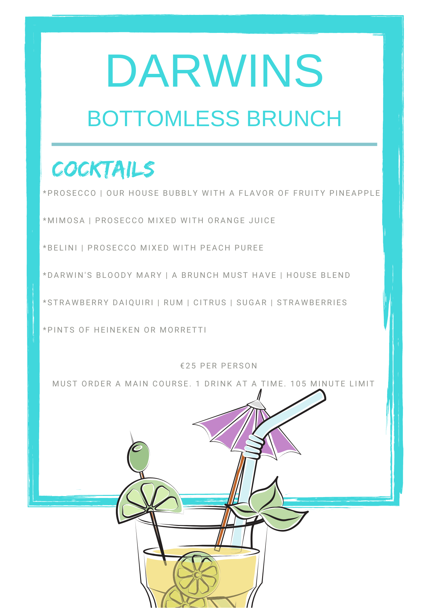 Blue Drink Cocktail Menu
